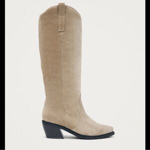 ALOHAS Beige Suede Knee-High Boots